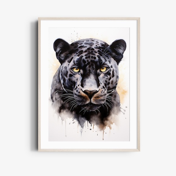 Watercolor Black Jaguar Wall Art Print Unframed - Majestic Jungle Elegance - Picture 7 of 7
